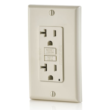 Leviton GFCI Receptacle, 20A, 125Vac, 5-20R, Almond GFTR2-T